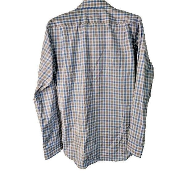 Forsyth of Canada Non Iron Shirt Men M Blue Plaid Long Sleeve Work Travel Casual - Picture 3 of 5